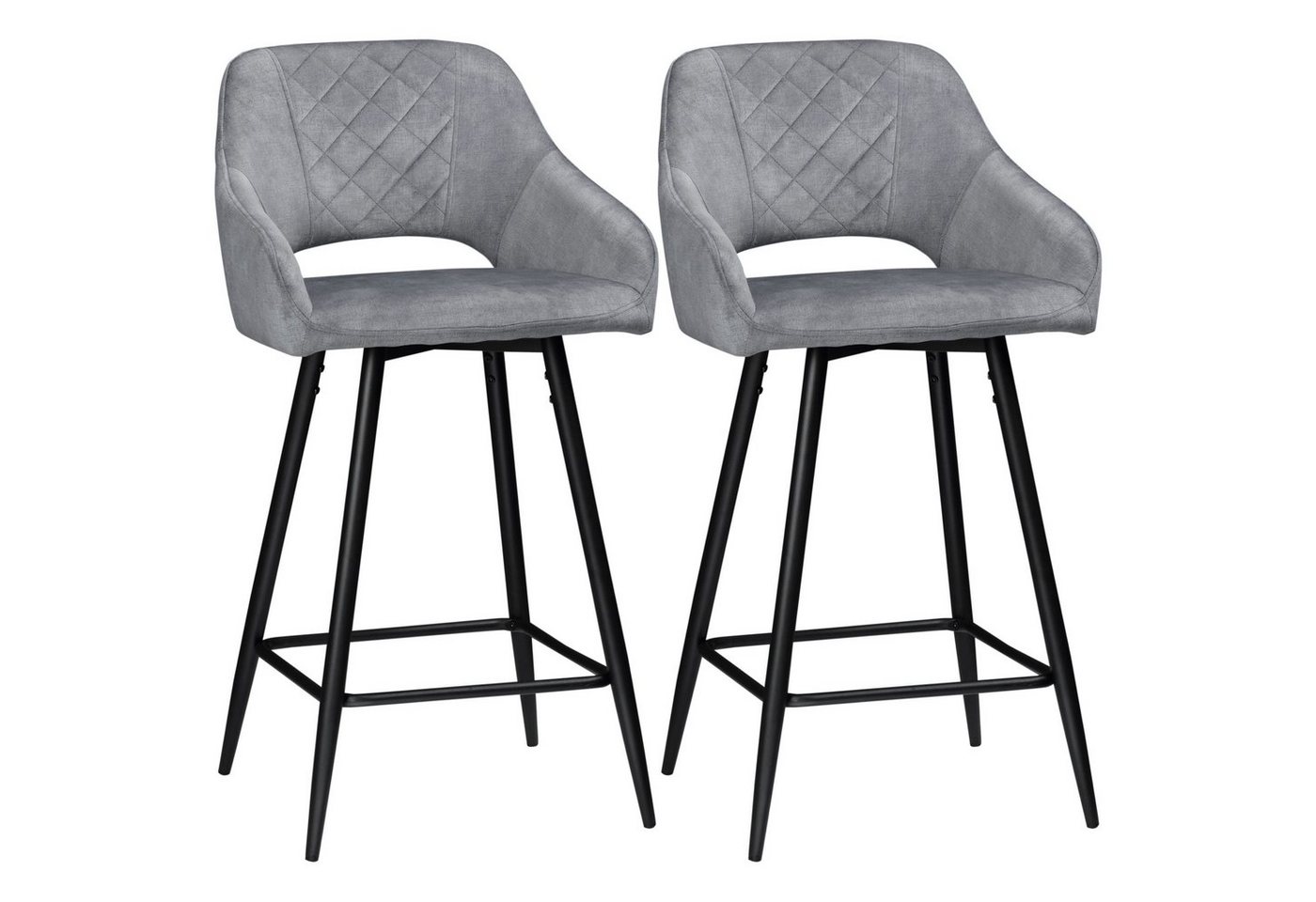 HOMCOM Barhocker Bistrohocker mit Fußstütze (Thekenhocker, 2 St., Barstühle), Stahl Grau 50 x 56 x 98 cm von HOMCOM