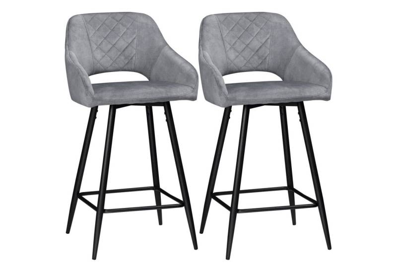 HOMCOM Barhocker Bistrohocker mit Fußstütze (Thekenhocker, 2 St., Barstühle), Stahl Grau 50 x 56 x 98 cm von HOMCOM
