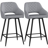HOMCOM 2er-Set Barhocker, Barstühle, Bistrohocker mit Fußstütze, Küchenstuhl, Thekenhocker, Sitzbezug, Stahl, Grau, 50 x 53 x 94 cm  Aosom von HOMCOM