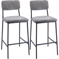HOMCOM Barhocker 2er Set Barstuhl, Tresenhocker mit Fußstütze, Rückenlehne Gepolstert Bistrohocker mit Stahlgestell, Chenille-Optik 72,5 cm Sitzhöhe für Küche, Hausbar Grau   Aosom von HOMCOM