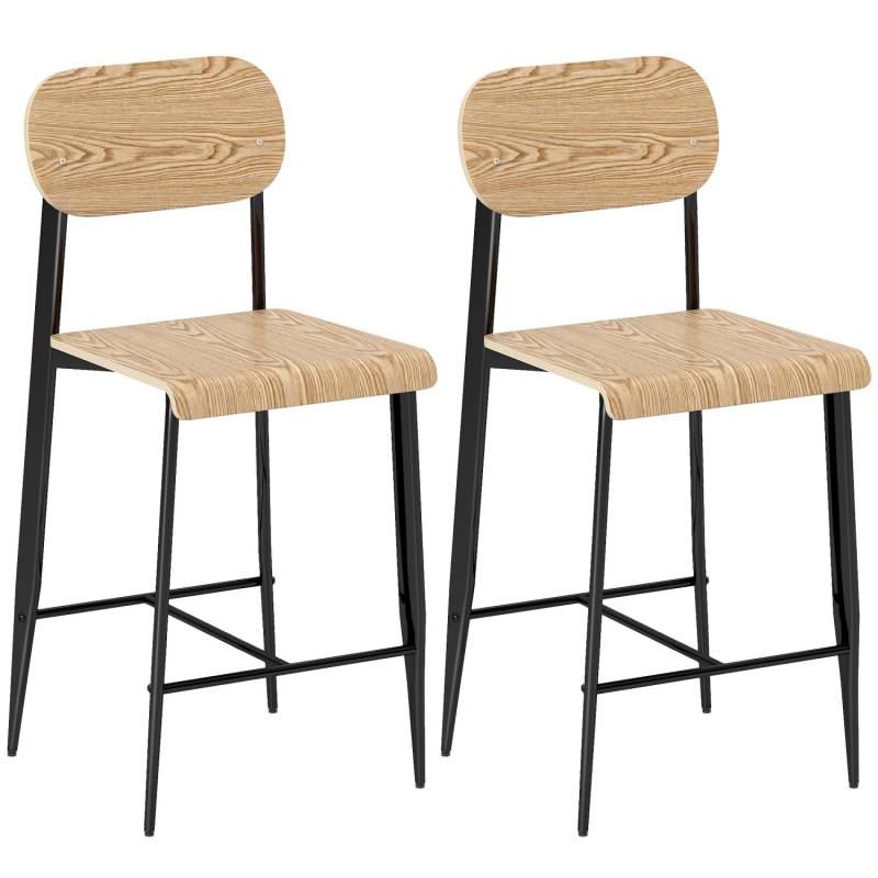 HOMCOM Barhocker 2er Set Barstuhl Küchenstuhl Naturholz+Schwarz HOMCOM Barhocker 2er Set Barstuhl Küchenstuhl Naturholz+Schwarz von HOMCOM