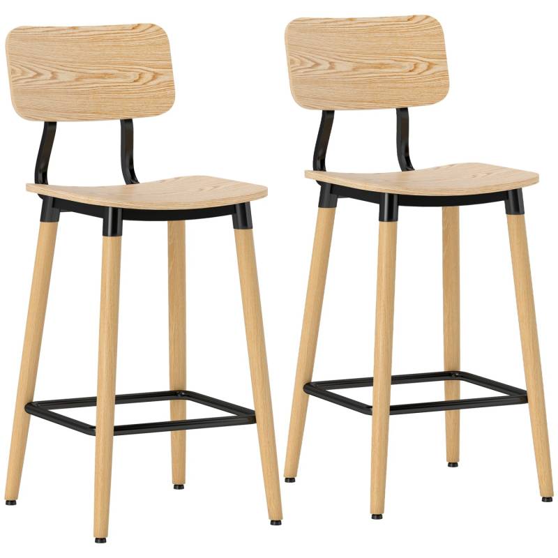 HOMCOM Barhocker 2er Set Barstuhl für Küche Wohnzimmer Esszimmer von HOMCOM