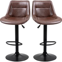 HOMCOM Barhocker 2er Set höhenverstellbare Tresenhocker mit Rückenlehne, drehbarer Bistrohocker aus Kunstleder in Braun, ideal für Küche & Bar   Aosom.de von HOMCOM