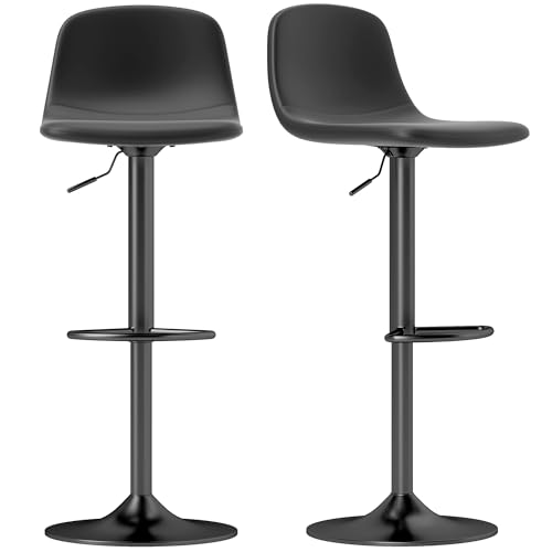 HOMCOM Barhocker 2er Set Höhenverstellbar Drehbar Barstuhl Tresenhocker mit Rückenlehne und Fußstütze, rutschfest Hocker, Kunstleder, Schwarz HOMCOM Barhocker 2er Set Höhenverstellbar Drehbar Barstuhl Tresenhocker mit Rückenlehne und Fußstütze, rutschfest Hocker, Kunstleder, Schwarz von HOMCOM