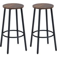 HOMCOM Barhocker 2er-Set Küche mit Fußstütze im Industrial Design, Metallrahmen, für Esszimmer bis 120 kg, 42x42x65 cm, Braun   Aosom.de von HOMCOM