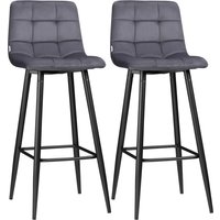 HOMCOM Barhocker 2er-Set für Küche, modernes Design mit Samtbezug und Stahlbeinen, rutschfeste Fußkappen, bis 120 kg, 42 x 47 x 105 cm, Grau   Aosom.de von HOMCOM