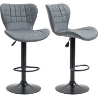HOMCOM Barhocker 2er-Set mit Rückenlehne und Fußstütze, höhenverstellbar, rutschfest, bis 120 kg, Grau, ideal für Küche & Bar   Aosom.de von HOMCOM