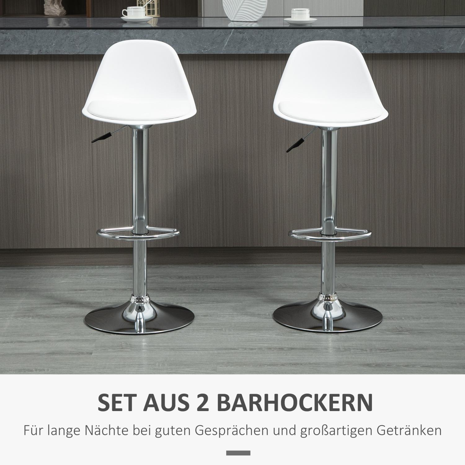 HOMCOM - Barhocker 2er set, Barstühle, Barhocker höhenverstellbar, Drehstühle mit Lehne für Bartheke Weiß, Barhocker küche, Kunstleder Stahl bis 120kg HOMCOM - Barhocker 2er set, Barstühle, Barhocker höhenverstellbar, Drehstühle mit Lehne für Bartheke Weiß, Barhocker küche, Kunstleder Stahl bis 120kg von HOMCOM