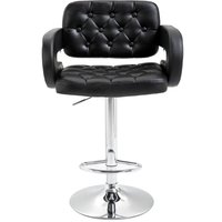HOMCOM Barhocker 360° drehbar, höhenverstellbarer Barhocker mit Rückenlehne, Fußstütze und U-förmigen Armlehnen, Barhocker für Küche, Esszimmer, Theke, Schwarz   Aosom von HOMCOM
