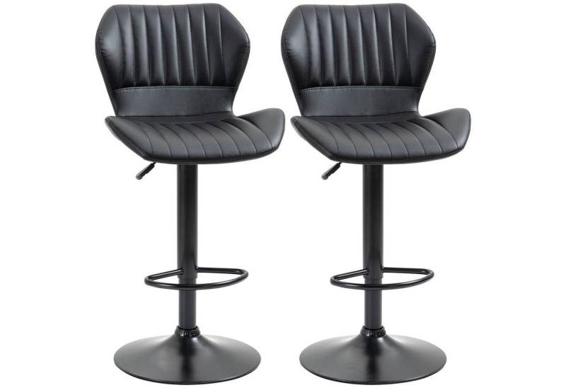 HOMCOM Barhocker 360° drehbare Barstühle (Tresenhocker, 2 St., Drehstühle), Schwarz 48,5 x 55,5 x 90-110 cm von HOMCOM