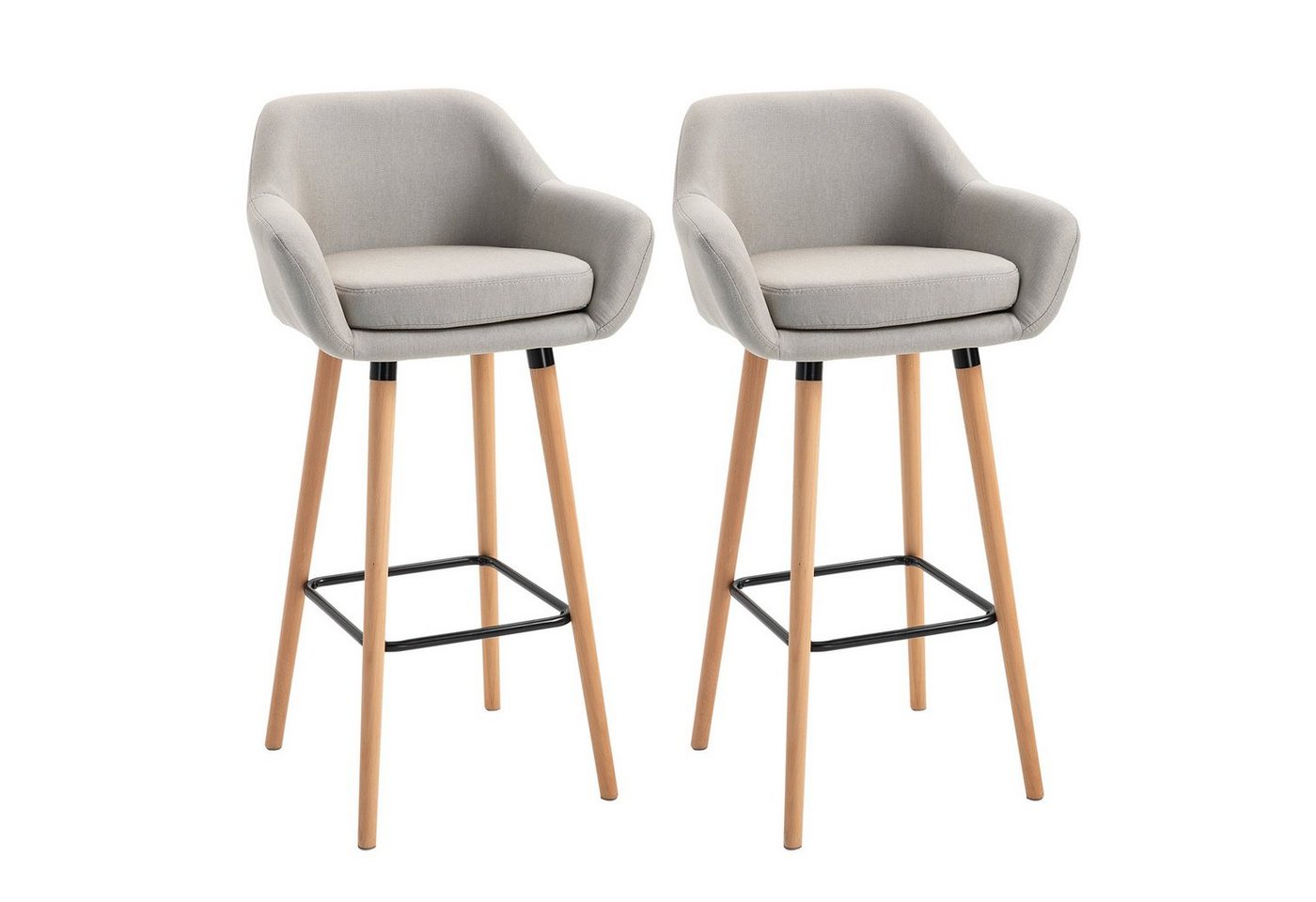 HOMCOM Barhocker Barstühle mit Fußstütze (Tresenhocker, 2 St., Bistrohocker), Beige 55 x 48 x 100 cm von HOMCOM