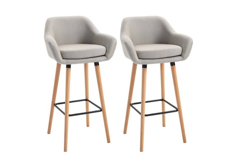 HOMCOM Barhocker Barstühle mit Fußstütze (Tresenhocker, 2 St., Bistrohocker), Beige 55 x 48 x 100 cm von HOMCOM