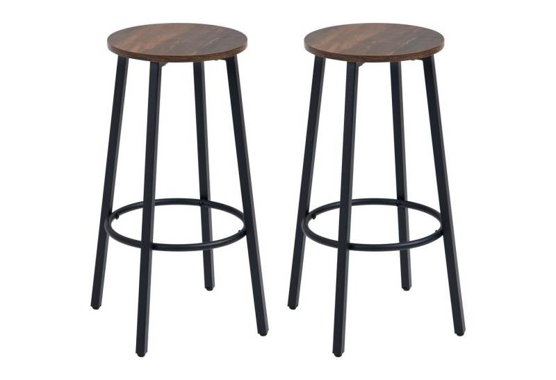 HOMCOM Barhocker Barstühle mit Fußstütze (Tresenstuhl, 2 St., Tresenhocker), Braun+Schwarz 42 x 42 x 65 cm von HOMCOM