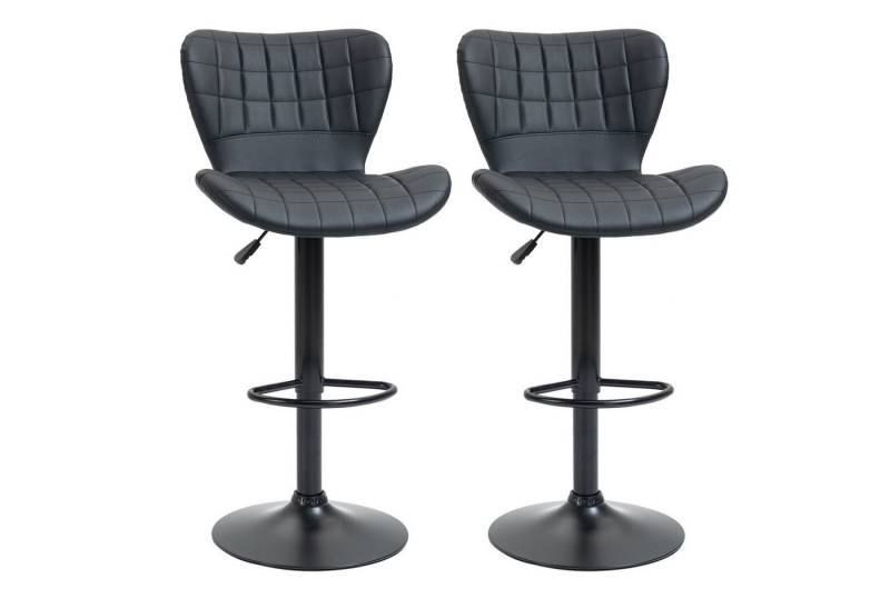HOMCOM Barhocker Drehstuhl mit Rückenlehne (Tresenhocker, 2 St., Barstuhl), Schwarz 47 x 51,5 x 89-109 cm von HOMCOM