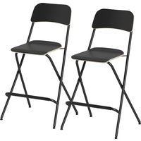 HOMCOM Barhocker Klappbar 2er Set Klapphocker Barstuhl mit Rückenlehne Stahlrahmen und Fußstütze 96 cm Höhe Tresenhocker für Küche, Esszimmer, Schwarz   Aosom von HOMCOM