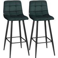 HOMCOM Barhocker Küche 2er-Set mit rutschfesten Fußkappen, modernes Design, Stahlbeine, Samtbezug bis 120 kg, 42 x 47 x 105 cm, Grün   Aosom.de von HOMCOM