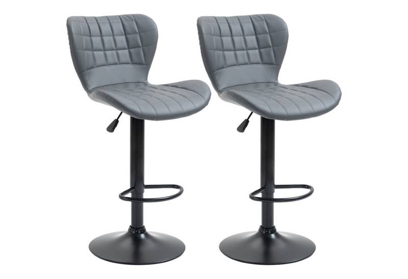 HOMCOM Barhocker Küchenhocker Drehstuhl mit Rückenlehne für Küche (Tresenhocker, 2 St., Küchenhocker), für Wohnzimmer, Grau von HOMCOM