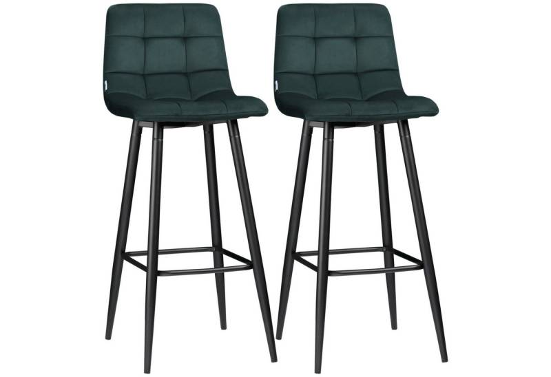 HOMCOM Barhocker Küchenhocker mit Rückenlehne für Küche (Tresenhocker, 2 St., Hocker), für Wohnzimmer, Grün von HOMCOM