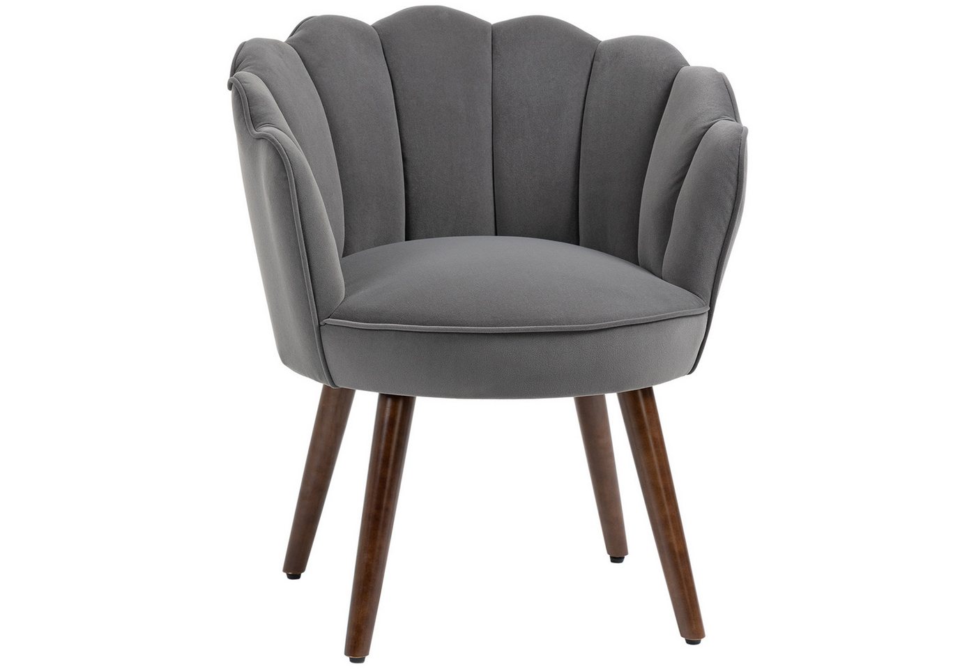 HOMCOM Barhocker Küchenstuhl Sessel mit Rückenlehne (Wohnzimmerstuhl, 1 St., Esszimmerstuhl), Polyester Gummiholz Dunkelgrau 66 x 66 x 78,5 cm von HOMCOM