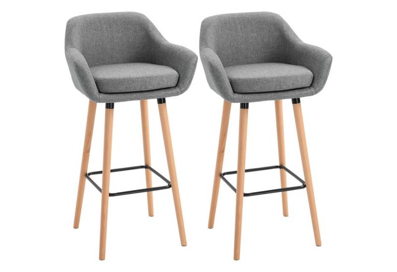 HOMCOM Barhocker Barstühle mit Fußstütze (Tresenhocker, 2 St., Bistrohocker), Grau 55 x 48 x 100 cm von HOMCOM