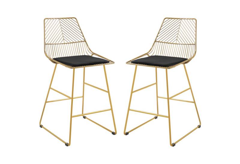 HOMCOM Barhocker Satz von 2 Barhockern, Moderne Theke, Höhe Draht (Barstühle, 2 St., Hocker), mit abnehmbares Kissen, Gold von HOMCOM