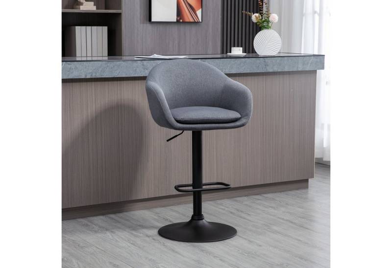 HOMCOM Barhocker Bistrohocker mit Fußstütze (Tresenhocker, 1 St., Barstuhl), Dunkelgrau, 54 x 54 x 92-112 cm von HOMCOM