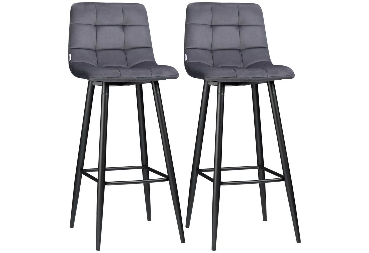 HOMCOM Barhocker Bistrohocker mit Fußstütze (Tresenhocker-Set, 2 St., Barstuhl), Grau, 42 x 47 x 105 cm von HOMCOM