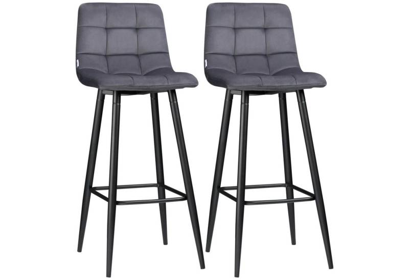 HOMCOM Barhocker Bistrohocker mit Fußstütze (Tresenhocker-Set, 2 St., Barstuhl), Grau, 42 x 47 x 105 cm von HOMCOM