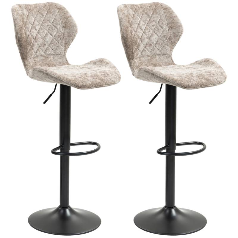 HOMCOM Barhocker mit Lehne Polyester Braun 51,5L x 48B x 91-112H m von HOMCOM