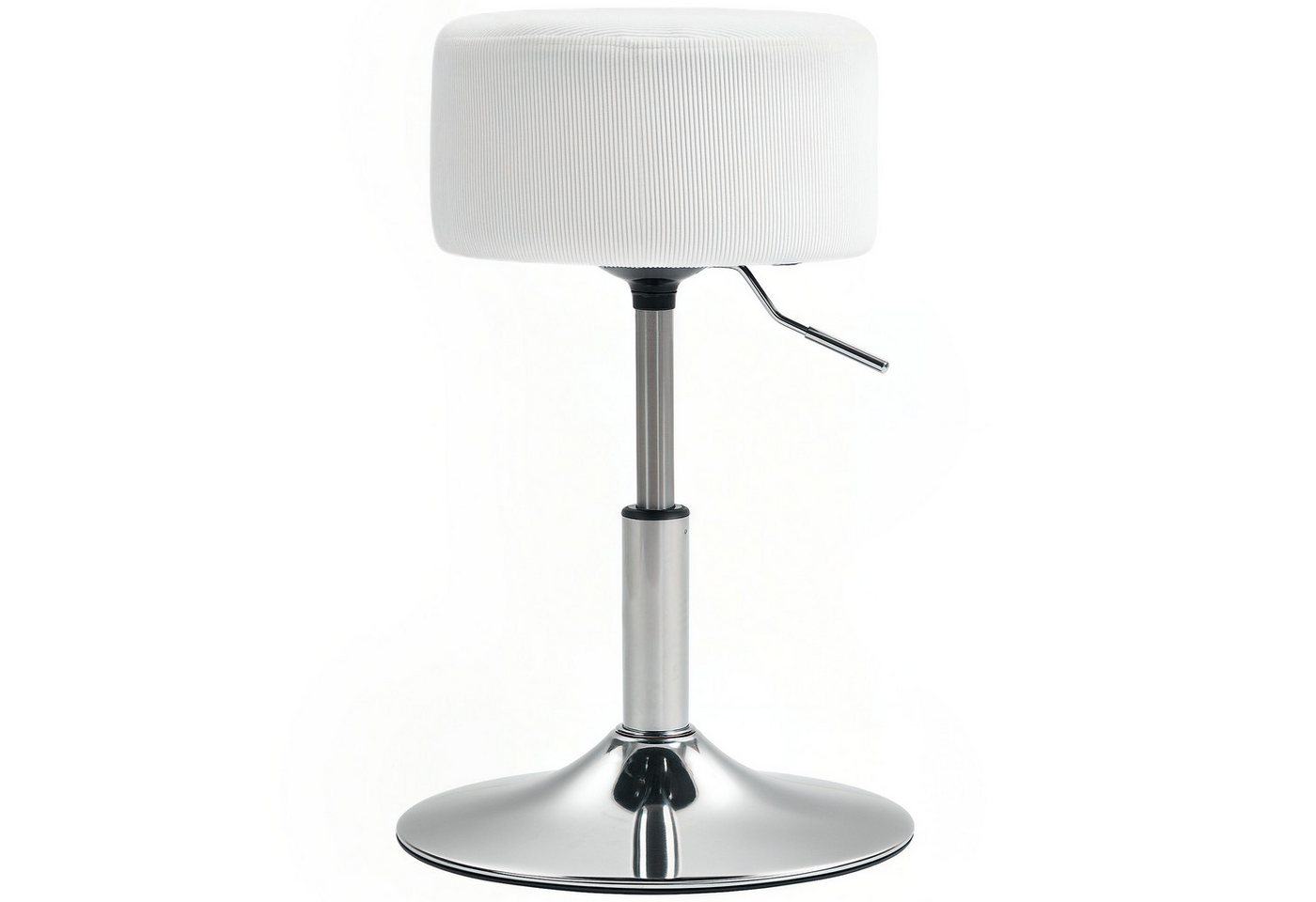 HOMCOM Barhocker mit Metallgestell, Cordoptik, Fußstütze (höhenverstellbar Küchenstuhl, 1 St., gepolstert 360° drehbar Barstuhl), für Küche, Wohnzimmer, Esszimmer Weiß von HOMCOM