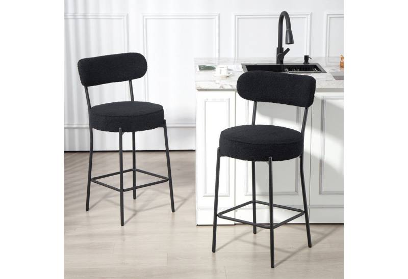 HOMCOM Barhocker mit Polstersitz und Fußstütze (Barstuhl, 2 St., Bistrohocker), für Esszimmer, Schwarz von HOMCOM