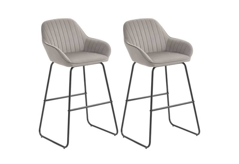 HOMCOM Barhocker mit Stoffbezug, Metallbeinen (Polsterhocker, 2 St., 2er-Set Barstühle), 50,5 x 53 x 96 cm, Grau von HOMCOM
