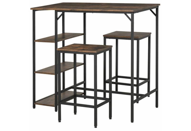 HOMCOM Bartisch Bartisch-Set mit 2 Barhockern von HOMCOM