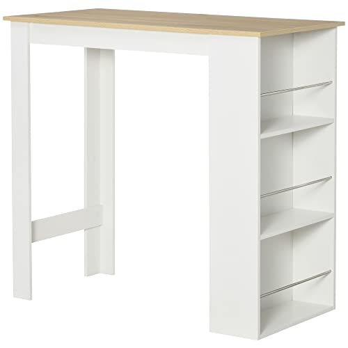 HOMCOM Bartisch Bistrotisch Esstisch Stehtisch mit 3 Seitenablagen und Holzgestell Belastbarkeit 50 kg 112x57x106 cm Weiß HOMCOM Bartisch Bistrotisch Esstisch Stehtisch mit 3 Seitenablagen und Holzgestell Belastbarkeit 50 kg 112x57x106 cm Weiß von HOMCOM