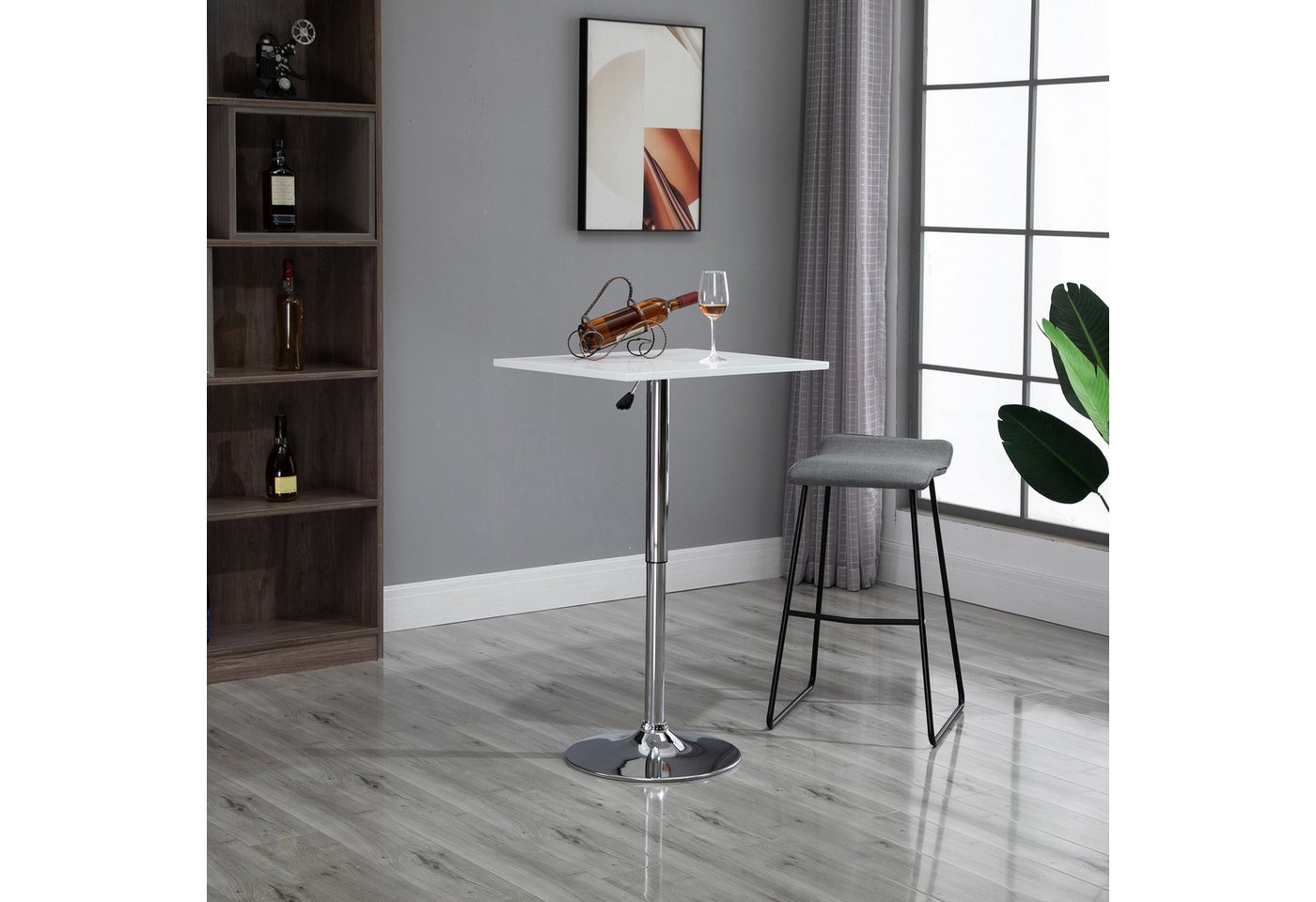 HOMCOM Bartisch Höhenverstellbar, kratzfeste Füße (Küchentisch für Wohnzimmer, Esszimmer, 1-St., Esstisch), 360° drehbar, Weiß von HOMCOM