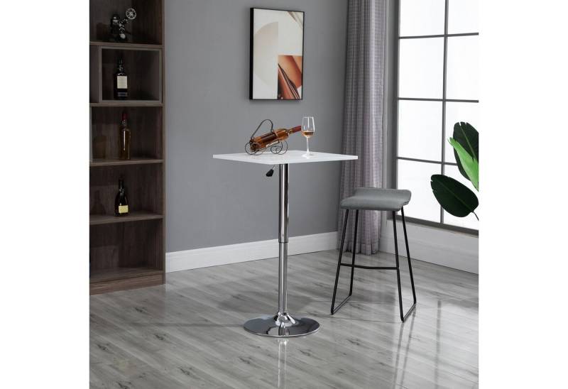 HOMCOM Bartisch Höhenverstellbar, kratzfeste Füße (Küchentisch für Wohnzimmer, Esszimmer, 1-St., Esstisch), 360° drehbar, Weiß von HOMCOM