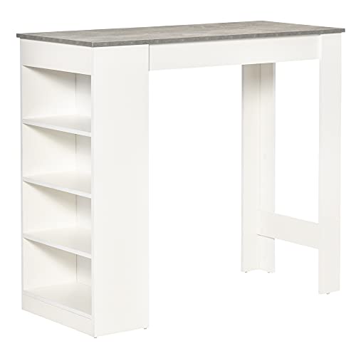 HOMCOM Bartisch Küchentisch mit 4 Ablagen Bistrotisch Tischplatte mit Zementoptik Tresentisch Stehtisch für Restaurant Küche Wohnzimmer Weiß+Grau 115 x 50 x 102,7 cm HOMCOM Bartisch Küchentisch mit 4 Ablagen Bistrotisch Tischplatte mit Zementoptik Tresentisch Stehtisch für Restaurant Küche Wohnzimmer Weiß+Grau 115 x 50 x 102,7 cm von HOMCOM