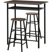 HOMCOM Bartisch Set 3-teilig Esstisch mit 2 Barhocker Essgruppe Metall Schwarz von HOMCOM