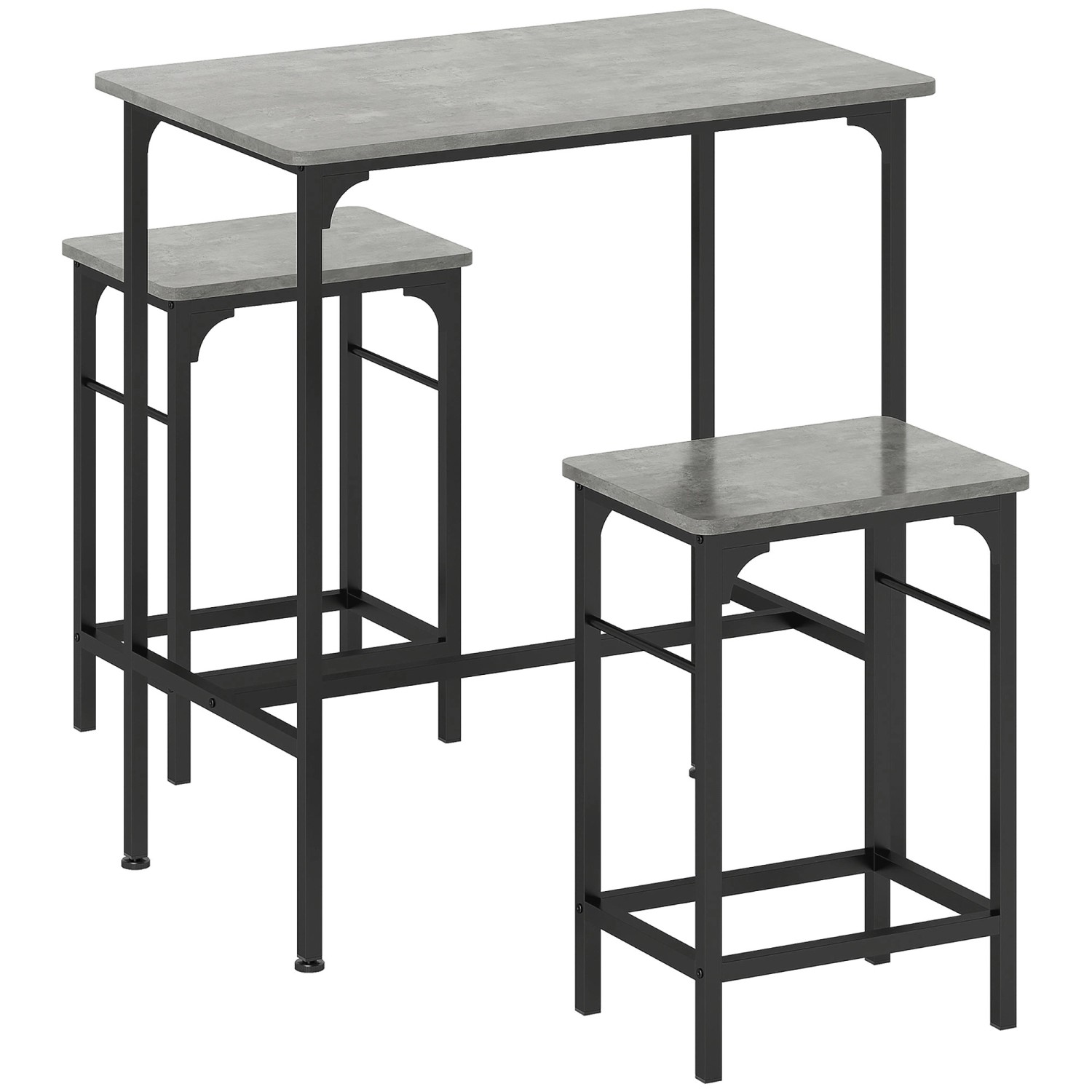 HOMCOM Bartisch Set Bartisch mit Barhocker-Set Esstisch für Esszimmer Küche Grau von HOMCOM