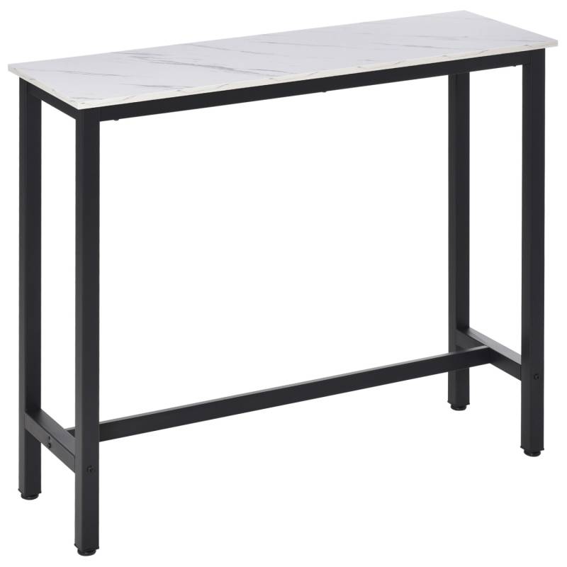 HOMCOM Bartisch Spanplatte Stahl Weiß Schwarz 120L x 40B x 100H cm von HOMCOM