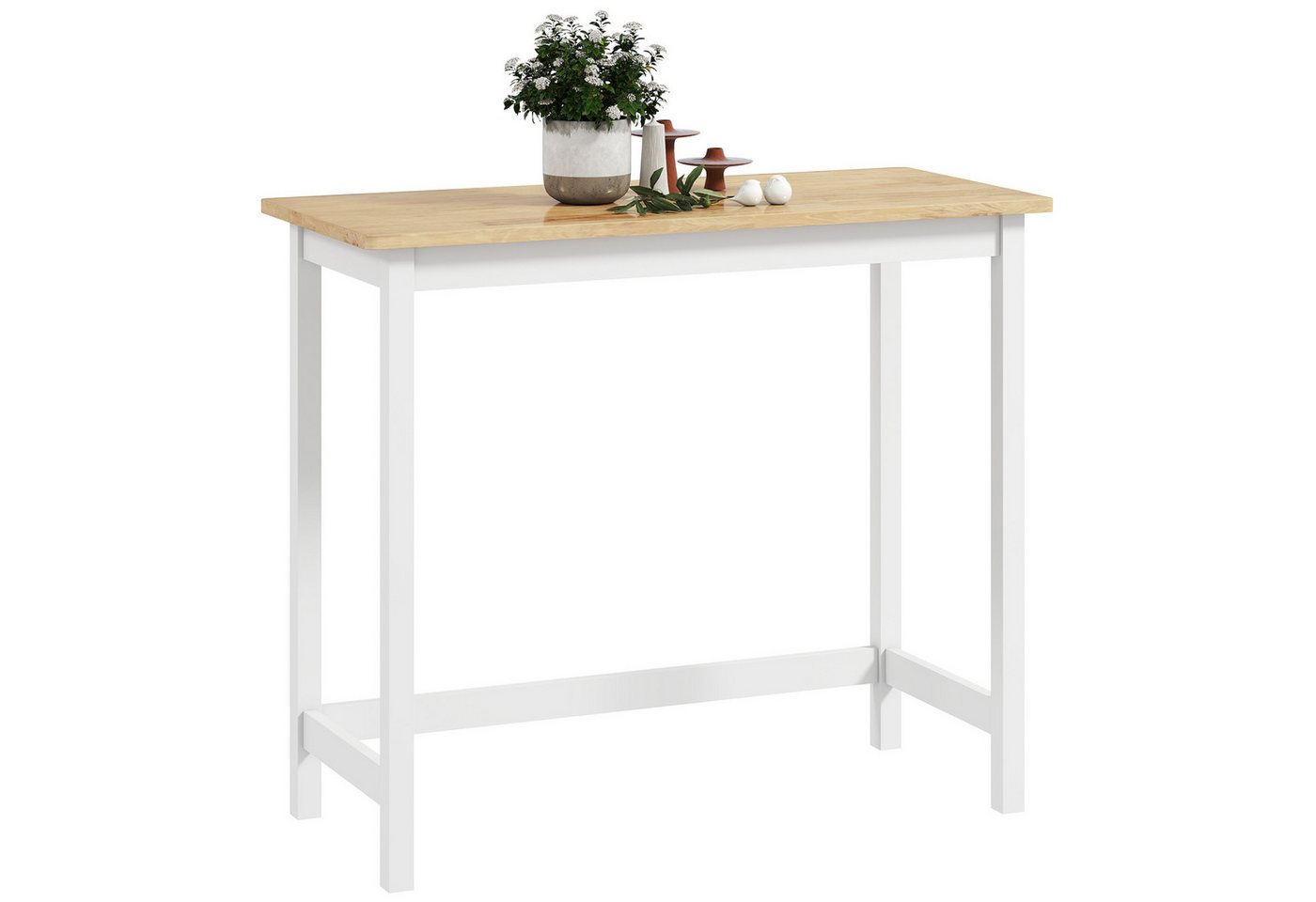 HOMCOM Bartisch Stehtisch mit Holzoptik (Küchentisch, 1-St., Hochtisch), für kleine Räume, Wohnzimmer, Esszimmer, 108 x 48 x 91 cm Eiche von HOMCOM
