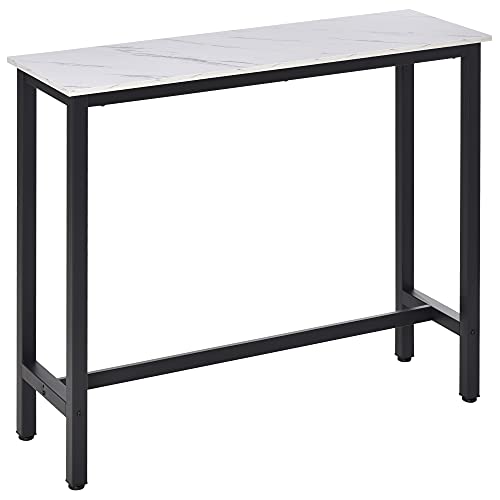 HOMCOM Bartisch Stehtisch mit Marmoroptik, Küchentisch mit verstellbare Füße für Wohnzimmer, Esszimmer, Stahl 120 x 40 x 100 cm Weiß+Schwarz von HOMCOM