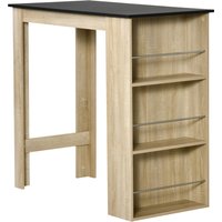 HOMCOM Bartisch hoher Küchentisch Stehtisch - Maße 112L x 57B x 106H cm - 3 Regale - Eiche Schwarz Optik   Aosom von HOMCOM