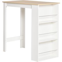 HOMCOM Bartisch hoher Küchentisch Stehtisch - Maße 112L x 57B x 106H cm - 3 Regale - heller Eichen-weiß-Look   Aosom von HOMCOM