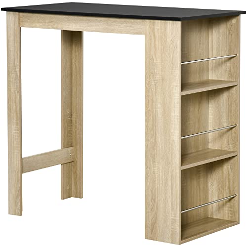 HOMCOM Bartisch hoher Küchentisch Stehtisch Stehtisch Theke - ABM. 112L x 57l x 106H cm - 3 Regale - helle Eichenoptik schwarz HOMCOM Bartisch hoher Küchentisch Stehtisch Stehtisch Theke - ABM. 112L x 57l x 106H cm - 3 Regale - helle Eichenoptik schwarz von HOMCOM