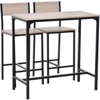 HOMCOM Bartisch mit 2 Stühlen 3-teiliges Tischset Barstuhl MDF in Natur und Schwarz 89x45x87cm für Küche und Essbereich   Aosom.de von HOMCOM