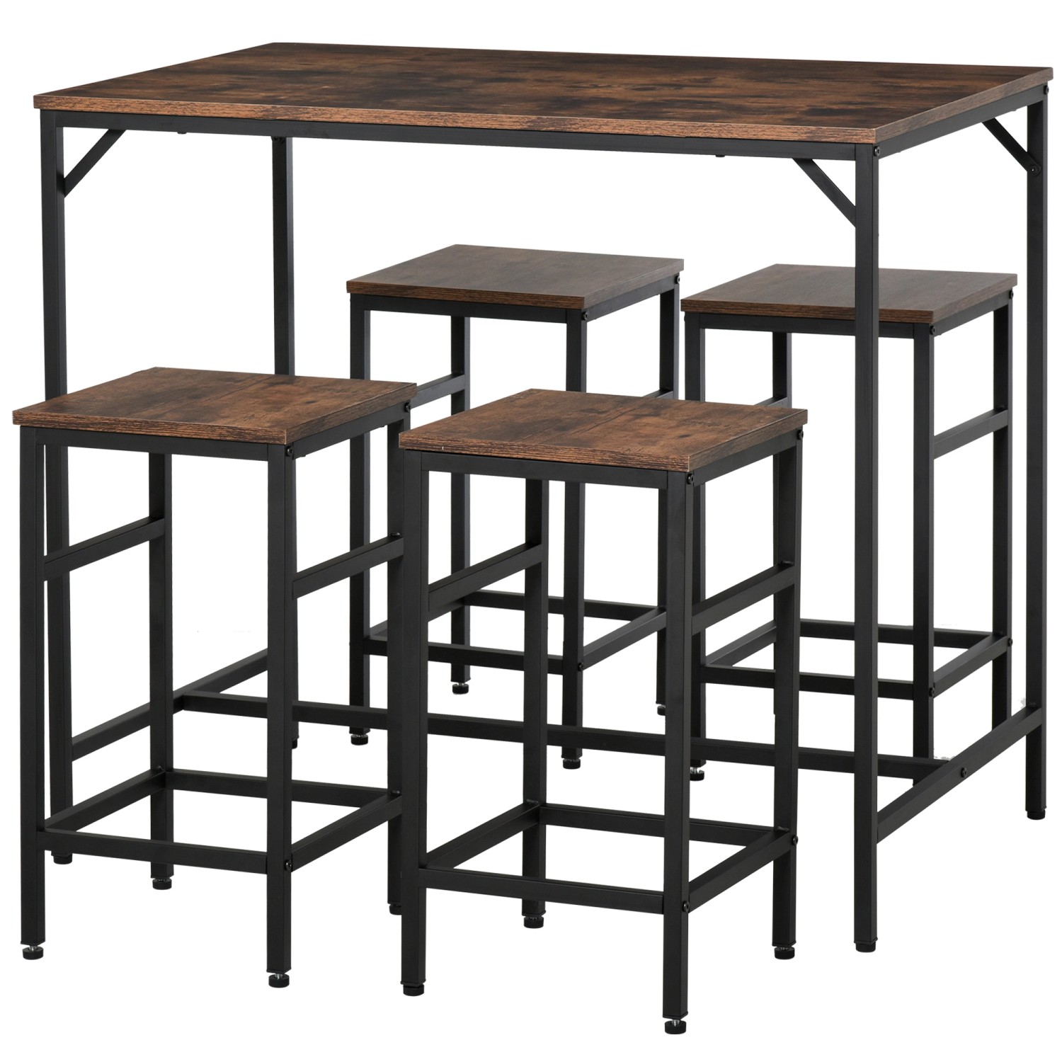 HOMCOM Bartisch mit Barhocker 5-Teilig Stahl Rustikal-Braun 100 x 60 x 88 cm HOMCOM Bartisch mit Barhocker 5-Teilig Stahl Rustikal-Braun 100 x 60 x 88 cm von HOMCOM