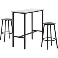 HOMCOM Bartisch mit Barhocker Set, 3-teiliges Bartisch Set, Esstisch mit 2 Barhocker, Essgruppe, Stehtisch, Küchentisch, Stahl, Weiß, Schwarz   Aosom von HOMCOM