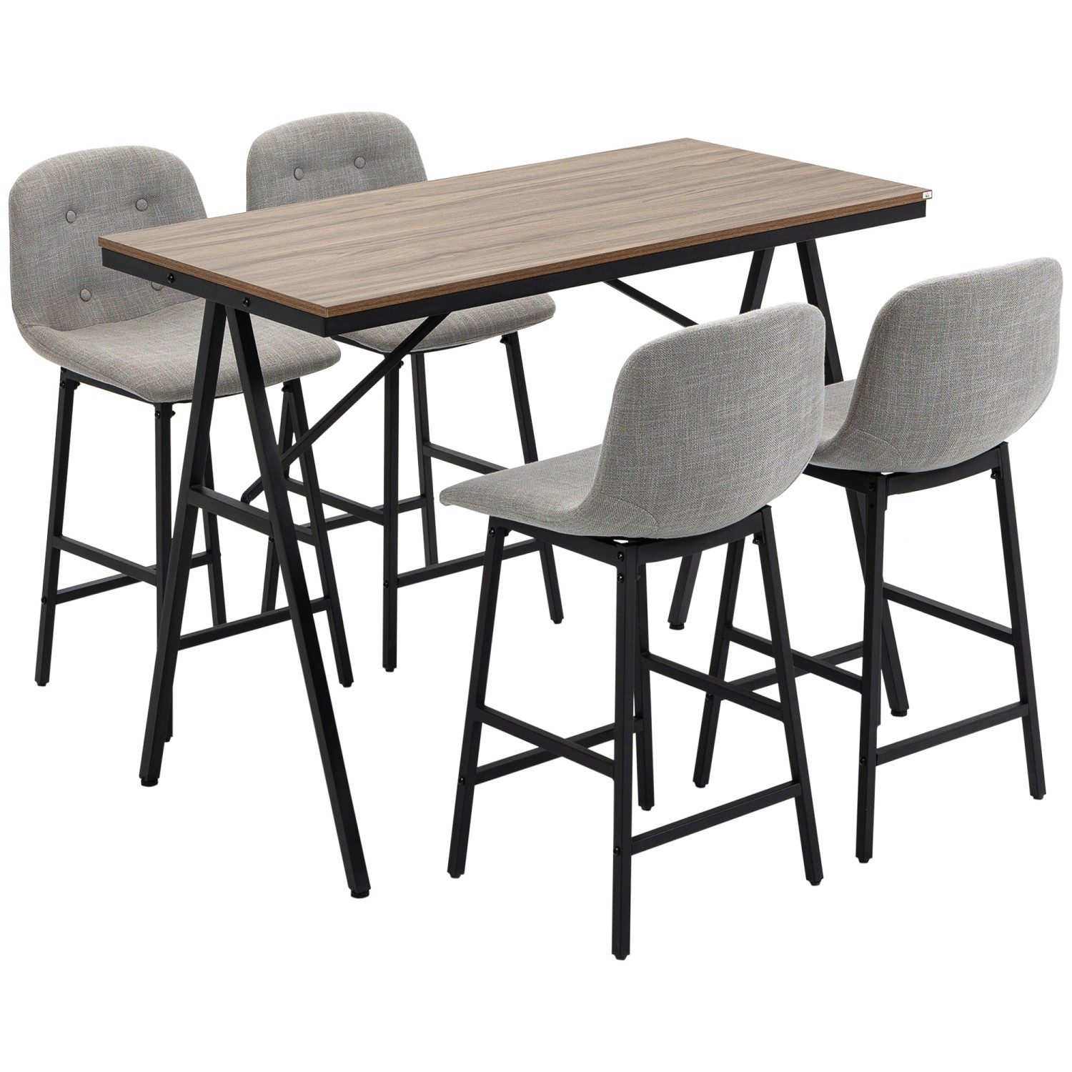 HOMCOM Bartisch mit Barhocker Set 5-Teilig Stahl Hellgrau 120 x 60 x 91 cm HOMCOM Bartisch mit Barhocker Set 5-Teilig Stahl Hellgrau 120 x 60 x 91 cm von HOMCOM