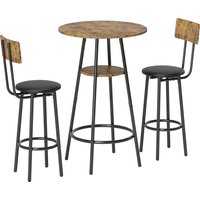 HOMCOM Bartisch mit Barhocker-Set Esstisch mit 2 Gepolsterten Stühlen mit Fußstütze, Metallrahmen, Industrial Bartisch Set Küchetisch mit Ablage für Esszimmer, Kleine Raum, Rustikal-Braun Aosom HOMCOM Bartisch mit Barhocker-Set Esstisch mit 2 Gepolsterten Stühlen mit Fußstütze, Metallrahmen, Industrial Bartisch Set Küchetisch mit Ablage für Esszimmer, Kleine Raum, Rustikal-Braun Aosom von HOMCOM